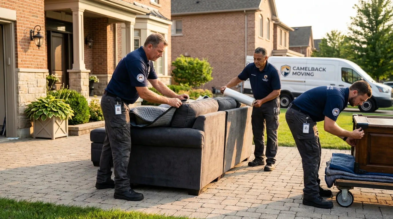 Large estate moving crew wrapping furniture in Forks, WA